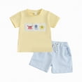 thumbnail image 1 of Taybagh Newborn Boy Outfits Summer Embroidered Printed Baby Boy Outfits 0-3 Months Plaid Shorts Set Cute Clothes, 1 of 7