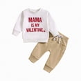 thumbnail image 1 of Taybagh Newborn Valentines Outfit Boy Letter Prints Birthday Outfit Baby Boy Clothes Kids 2PCS Set Tops and Pants, 1 of 8