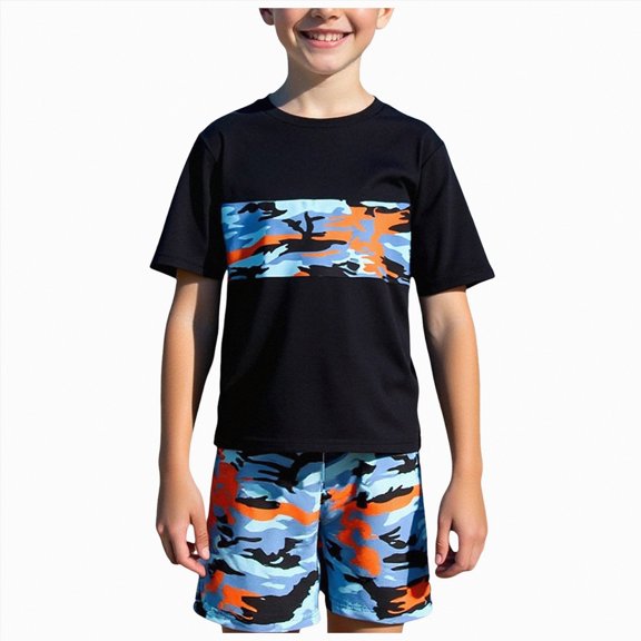 Taybagh Teen Swimsuits with Game Printing Graphic Color Block Swim Trunks Swimsuit for Boys Bathing Suit