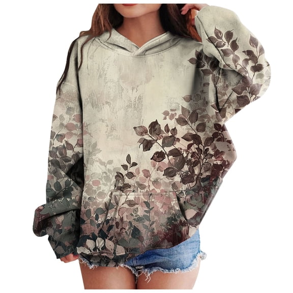 Taybagh Toddler Sweatshirt Drawstring Hooded Tops Hoodie for Girls Long Sleeve with Fall Themed Print Warm Outwear