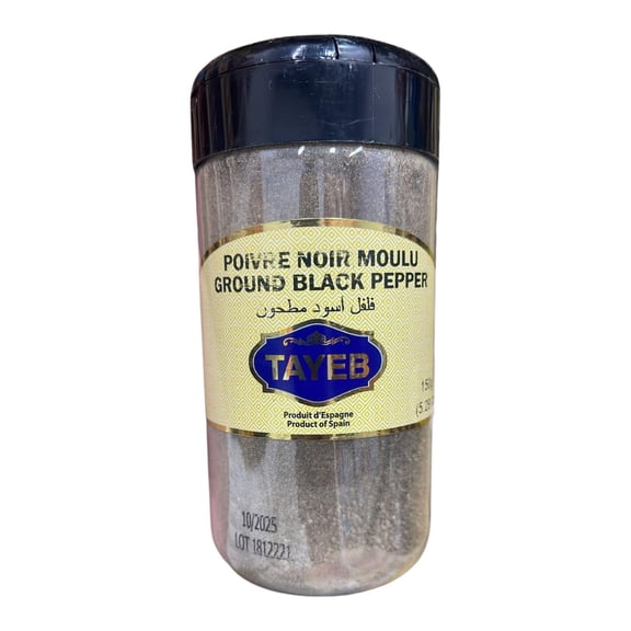 TAYEB Ground Black Pepper Jar Premium Organic Pure Halal Fine Grind 150g