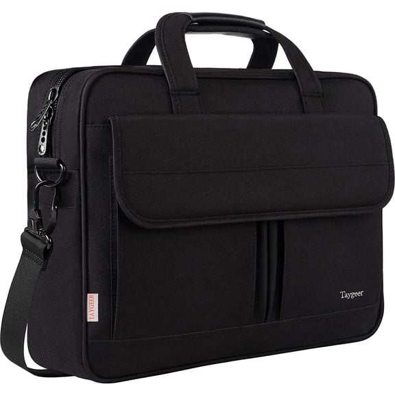 Taygeer Laptop Briefcases for Men, 15.6in Waterproof Work Bag with Laptop Compartment, Black