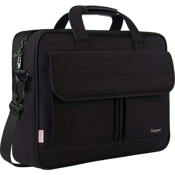 Taygeer Laptop Briefcases for Men, 15.6in Waterproof Work Bag with Laptop Compartment, Black