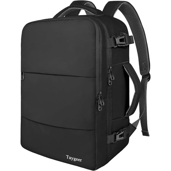 Taygeer Travel Laptop Backpack for Women Men, 35L Carry on Luggage Backpacks with Shoe Pouch,Black