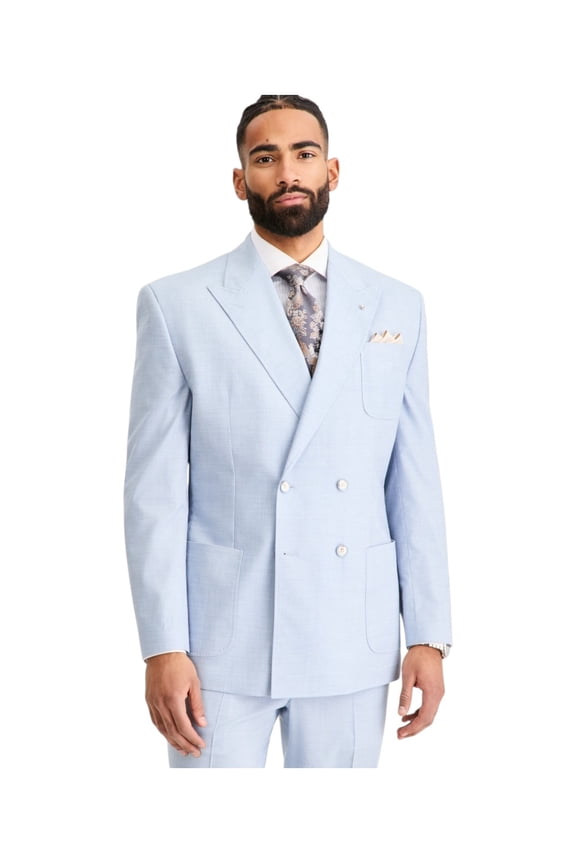 Collection Men's Classic-Fit Double-Breasted Suit Jacket 44 S Powder Blue