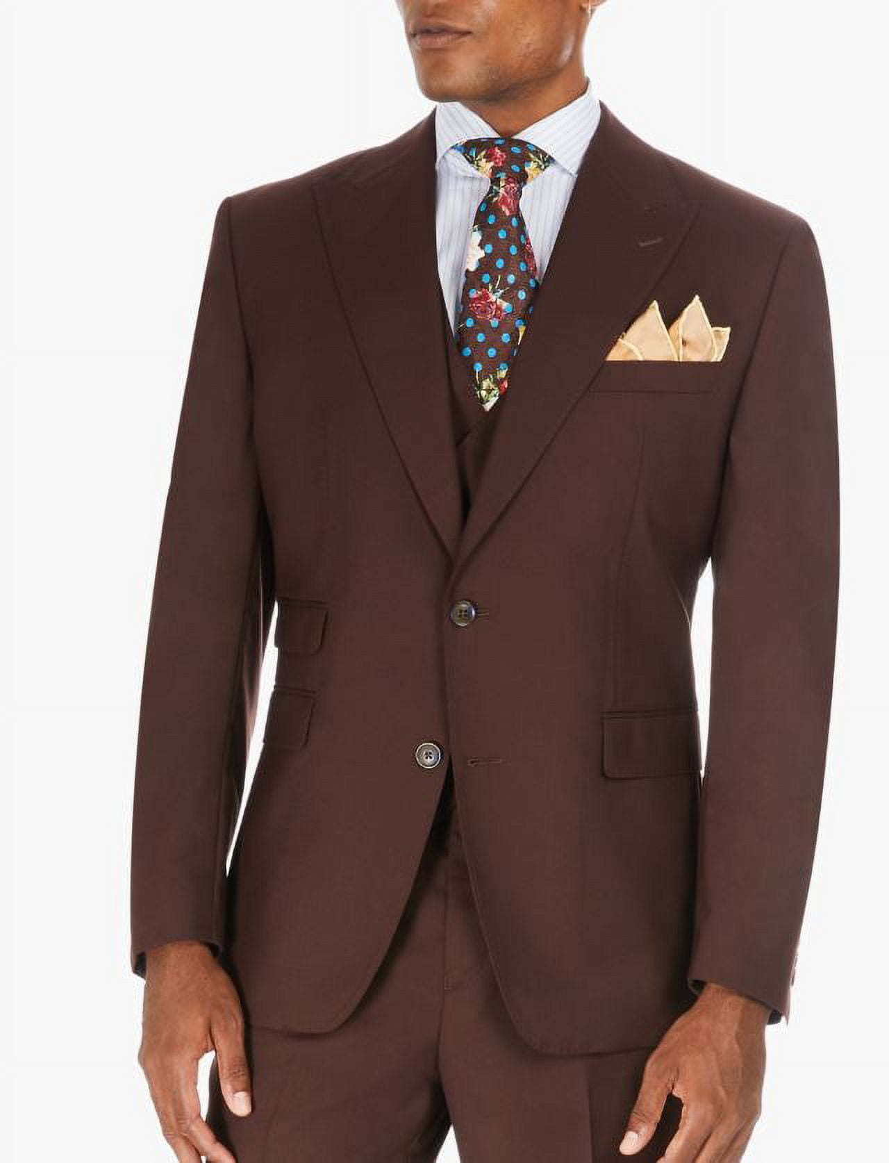 Tayion Collection Men's Classic-Fit Solid Brown Suit