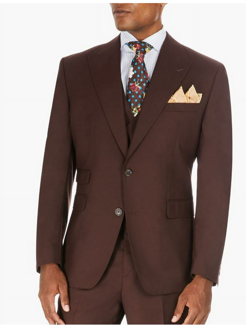 Tayion Collection Men's Classic-Fit Solid Brown Suit Separate