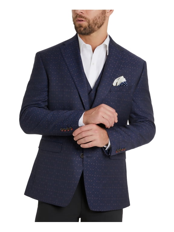 Mens Classic Fit Jacquard Suit Jacket Blue 44R