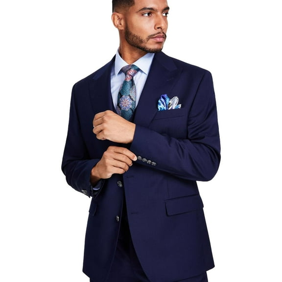 Tayion Collection Mens Classic Fit Two Button Blazer Jacket, Blue, 40 Short