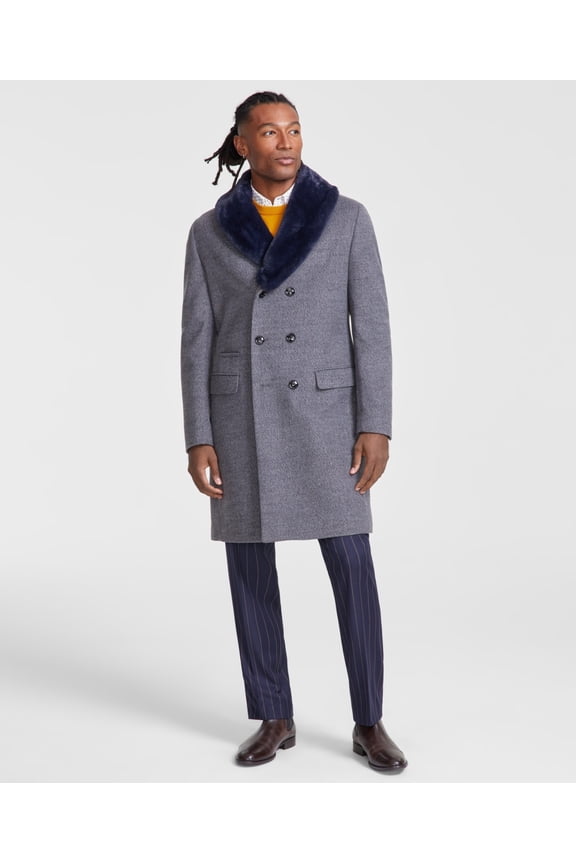 Collection Mens Classic fit Double Breasted Overcoat Coat 38 R Grey