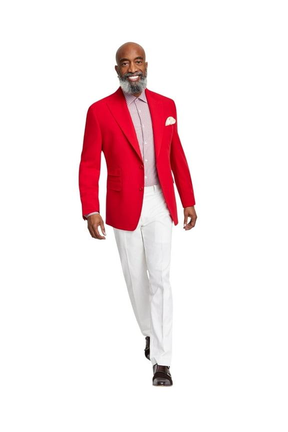 Mens Classic fit Sport Coat Blazer 44 L Bright Red Solid Stretch