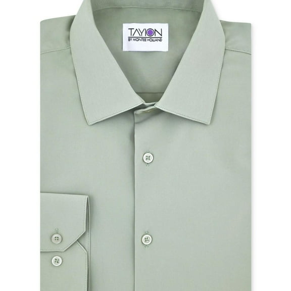 Tayion Collection Mens Easy Options Button Down Dress Shirt, Green, 18-18.5