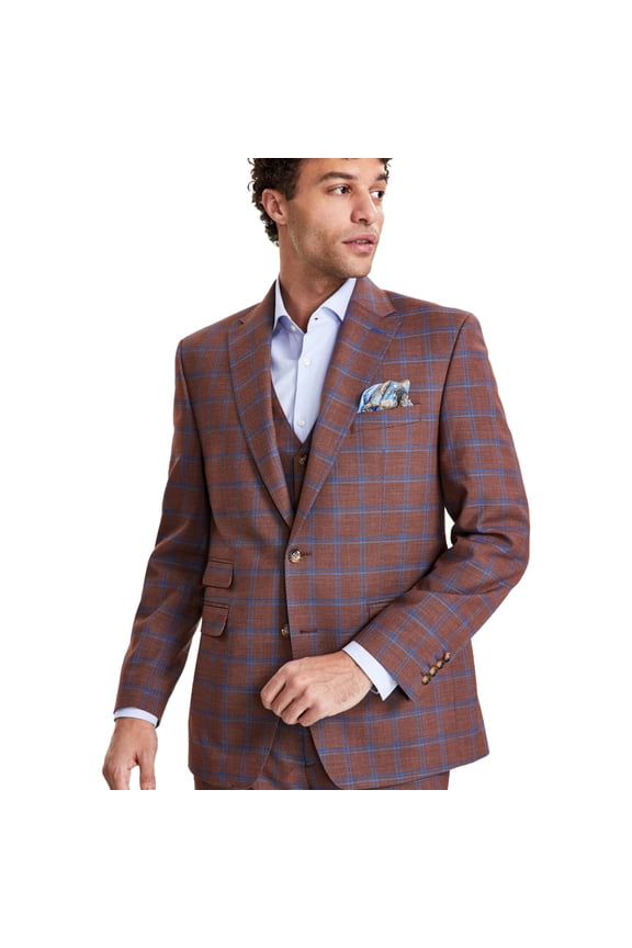 Mens Plaid Two Button Blazer Jacket, Multicoloured, 46 R/M37.5