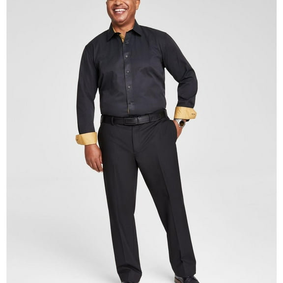 TAYION Mens Slim fit Dress Shirt XL 17-17.5 36-37 Black Gold