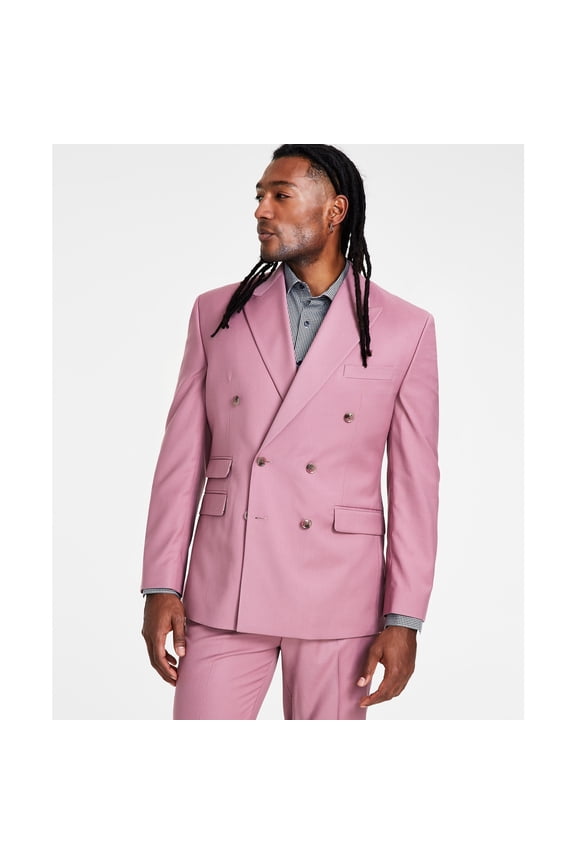 Men's Classic-Fit Solid Double-Breasted Suit Jacket Purple 38S B4HP $360