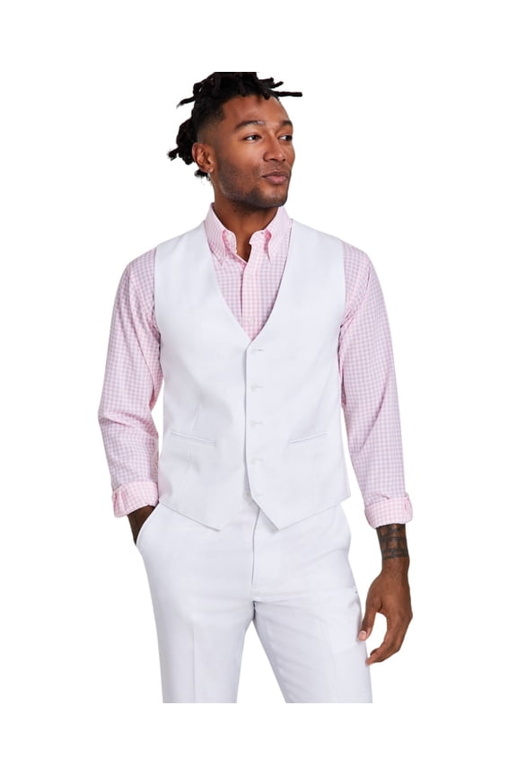 Mens Classic fit Button-Up Suit Vest XL White Solid