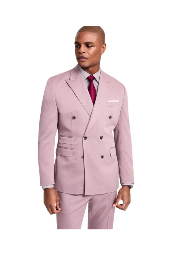 Mens Classic fit Double Breasted Suit Jacket Blazer 46 R Purple Solid