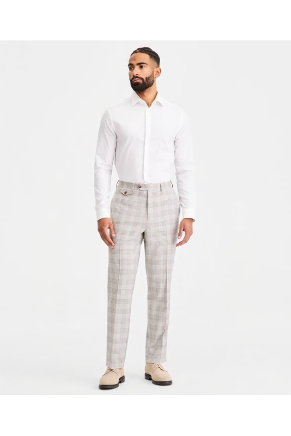 Mens Classic fit Dress Pants 42 / 32 Gray Plaid