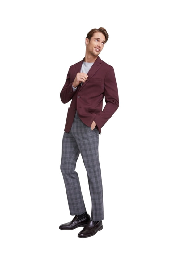 Mens Classic fit Dress Pants 46 / 32 Black Grey Plaid Stretch