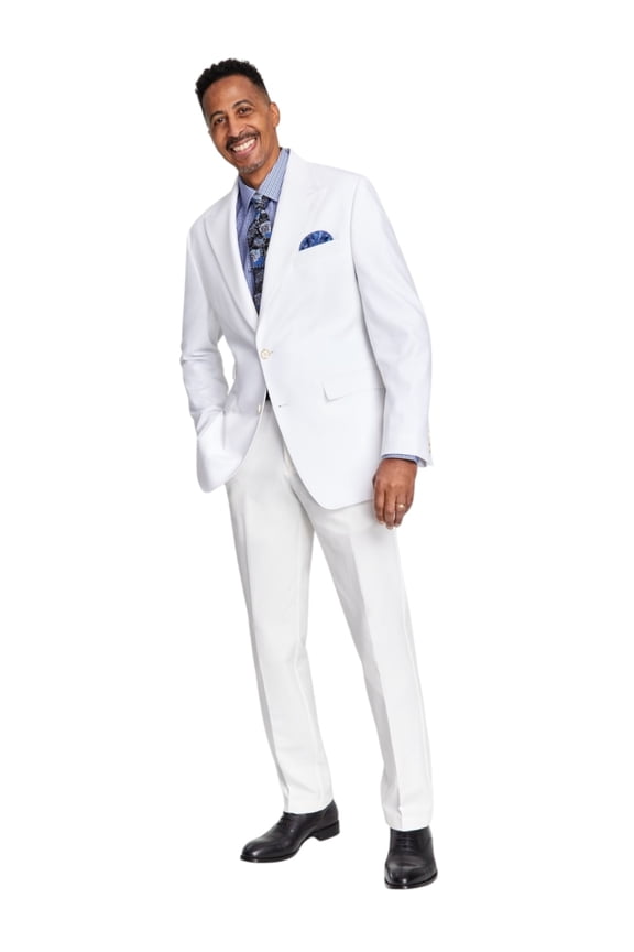 Mens Classic fit Sport Coat Blazer 42 R White Solid Stretch