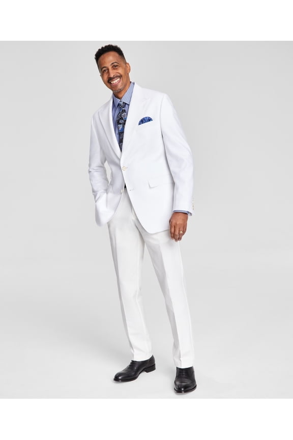 Mens Classic fit Sport Coat Blazer 44 L White Solid