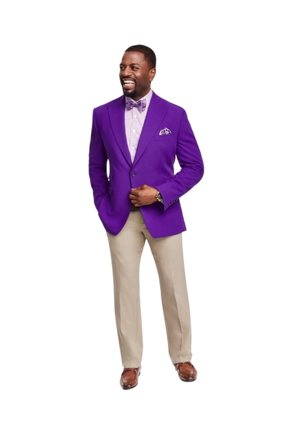 Mens Classic fit Sport Coat Blazer 50 R Purple Solid Stretch