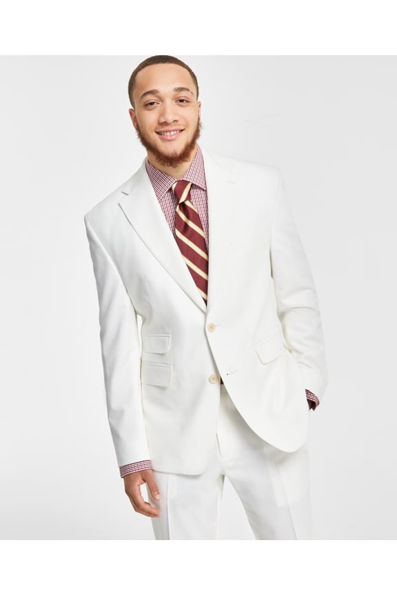 Mens Classic fit Suit Jacket Blazer 42 L White Solid Stretch