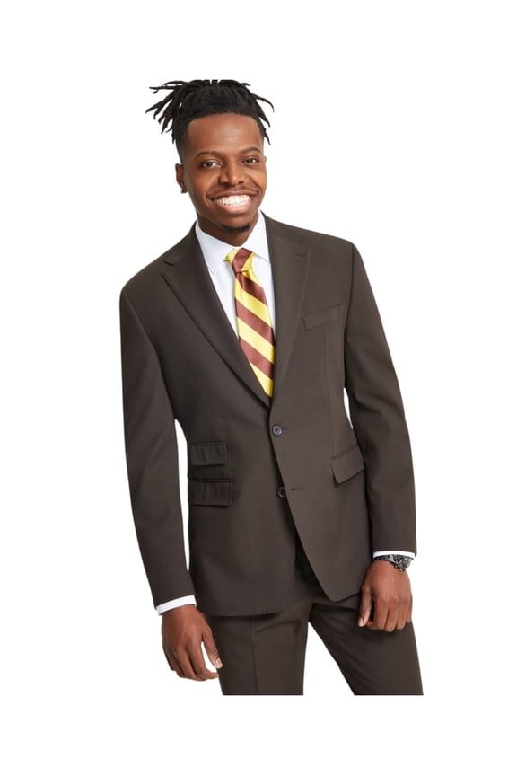 Mens Classic fit Suit Jacket Blazer 42 R Brown Solid Stretch