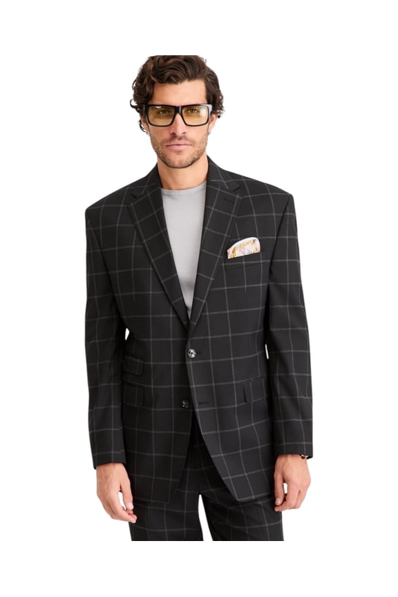 Mens Classic fit Suit Jacket Blazer 42 S Black Check