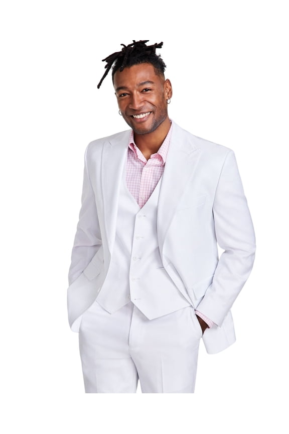 Mens Classic fit Suit Jacket Blazer 44 R White Solid