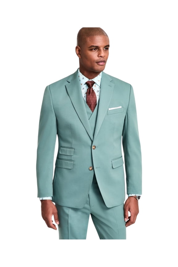Mens Classic fit Suit Jacket Blazer 46 L Green Solid Stretch