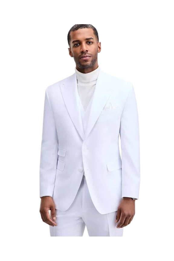 Mens Classic fit Suit Jacket Blazer 48 L White Solid