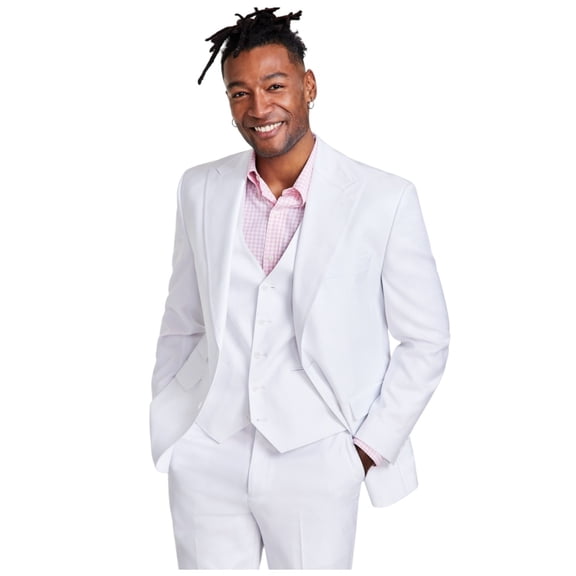 Tayion Collection Mens Classic fit Suit Jacket Blazer 48 R White Solid