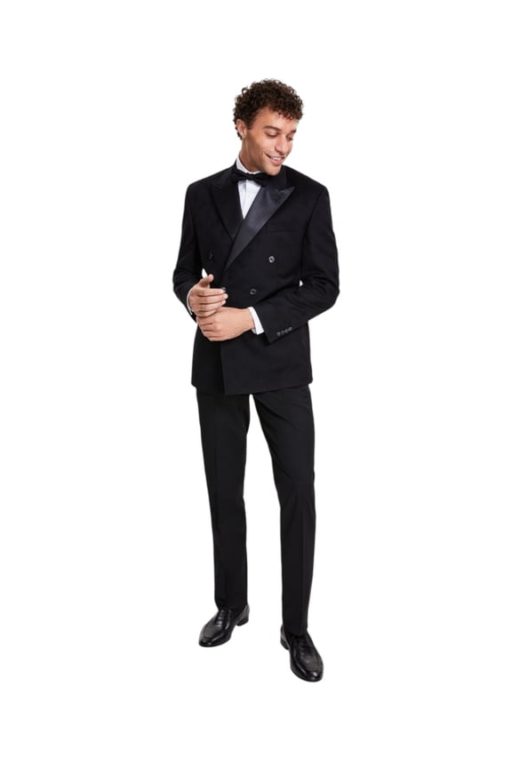 Mens Regular fit Double Breasted Suit Jacket Blazer 48 L Black