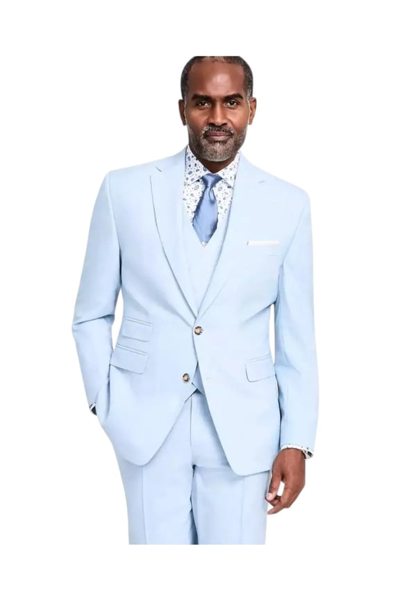 Mens Regular fit Suit Jacket Blazer 44 L Blue Solid Stretch