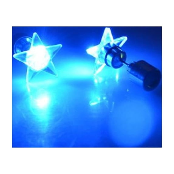 Taykoo 1Pair LED Glowing Ear Studs Star Shape Earrings Blue Dance Party Ear Accessories