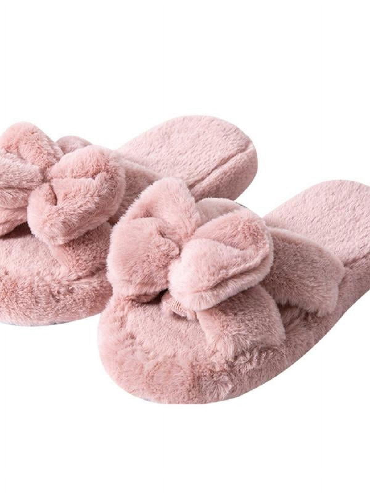 Taykoo Fuzzy Slippers Women Cross Band Fluffy Soft Plush Furry Cozy House Slippers - Walmart.com