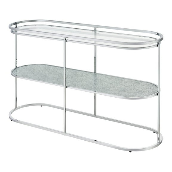 Furniture of America Ludington Metal 1-Shelf Sofa Table in Chrome