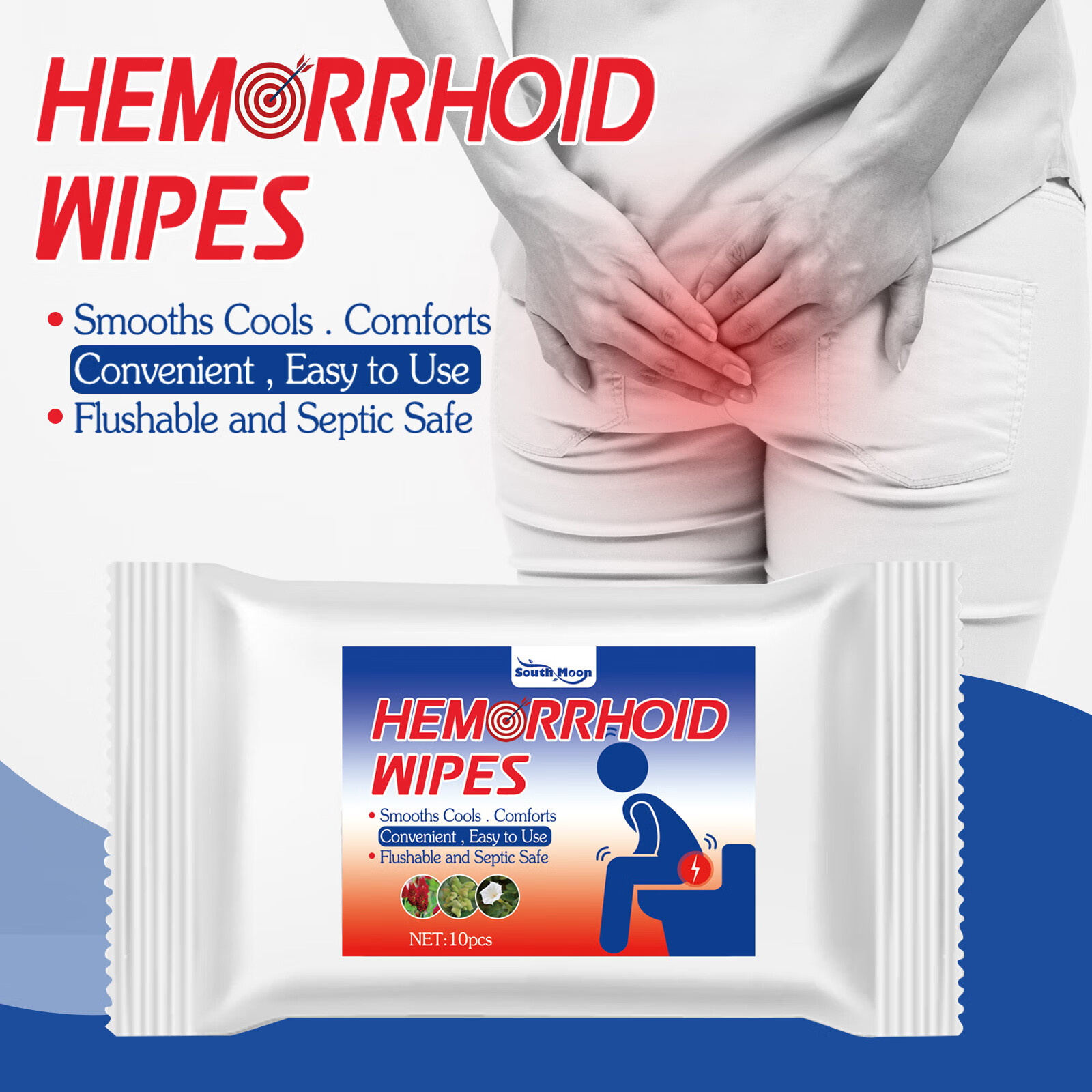 Tayloltai Hemorrhoid Soothing Wet Wipes, Soothing Hemorrhoids, Suitable