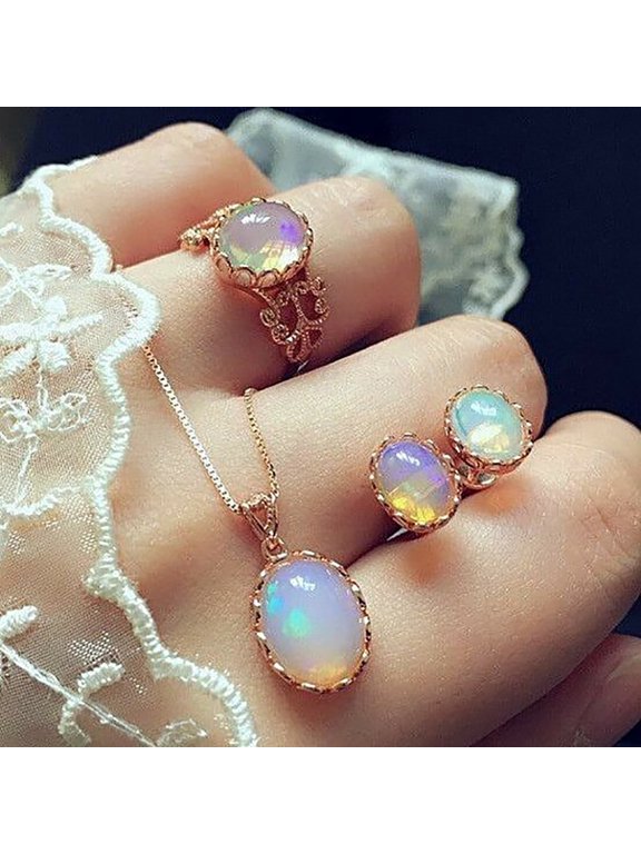 Christmas Black X Friday Women Dazzling Artificial Stone Trend Necklace Earring Set