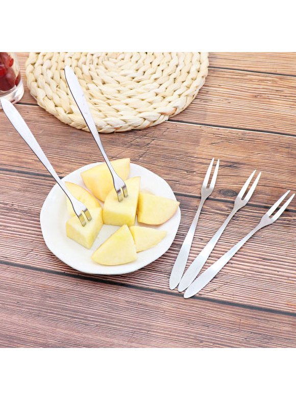 Taylongift Christmas Valentine's Day 20 Stainless Steel Fruit Forks Fruit Sign Fruit Small Fork Two Tooth Snack Fork