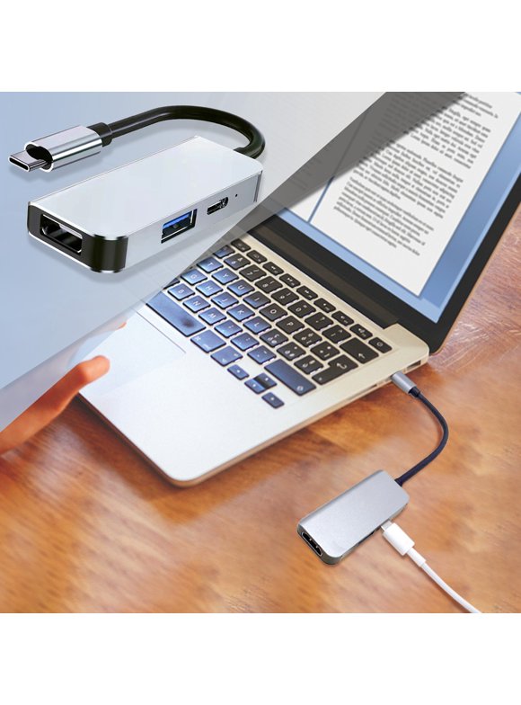 Taylongift Christmas Valentine's Day 3-in-1 Type-C Network Hub Multi-Splitter Adapter With HDMI + USB3.0 + PD For PC Computer Accessories