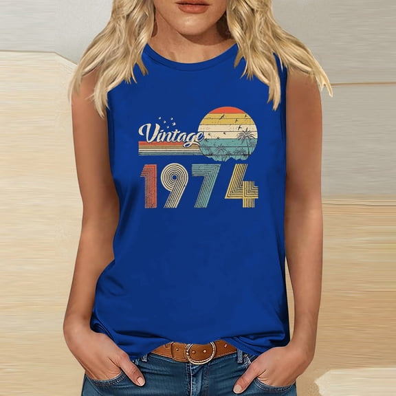 Taylonsss 1974 Vintage Shirt For Women 50th Birthday Gifts Idea Retro T Shirts Party Tops Funny Tees