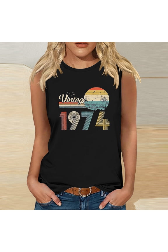 1974 Vintage Shirt For Women 50th Birthday Gifts Idea Retro T Shirts Party Tops Funny Tees