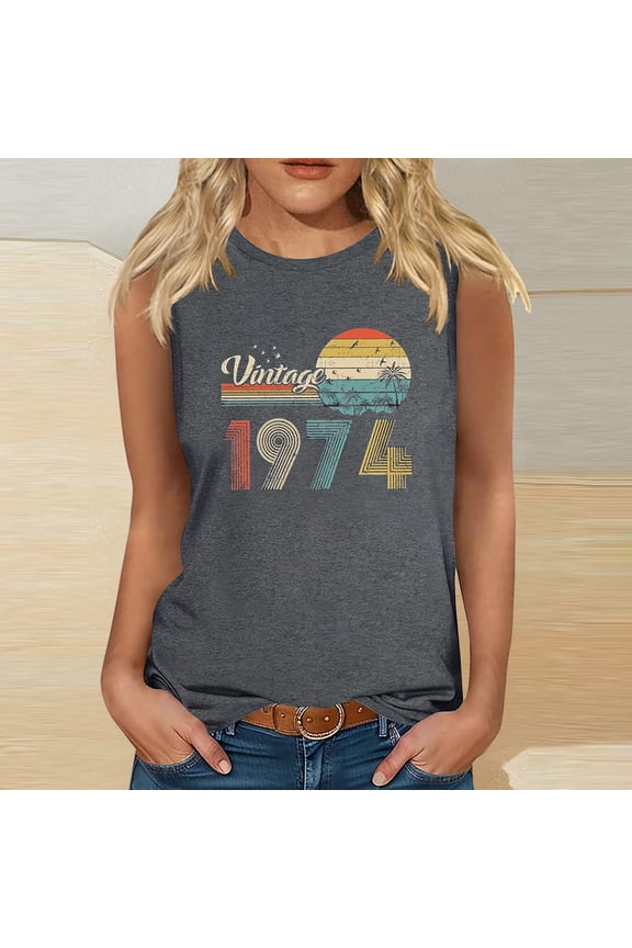 1974 Vintage Shirt For Women 50th Birthday Gifts Idea Retro T Shirts Party Tops Funny Tees