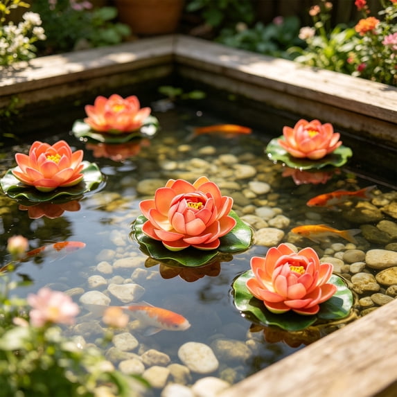 Taylonsss Artificial Lotus Water Lily Flower, Realistic Eva Foam Floating Pond Decor, Dance Performance Pool Party Accent, Home Garden Vase Centerpiece Decoration Display