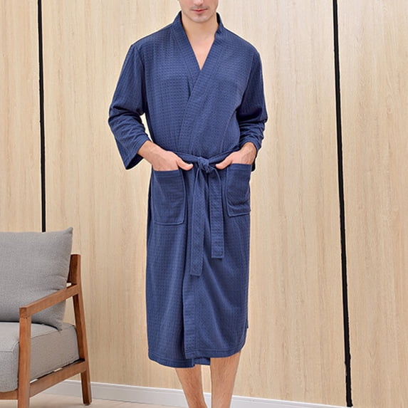 Taylonsss Cardigan Bathrobe Thin Bathrobe Men's Home Clothes Bathrobe Men
