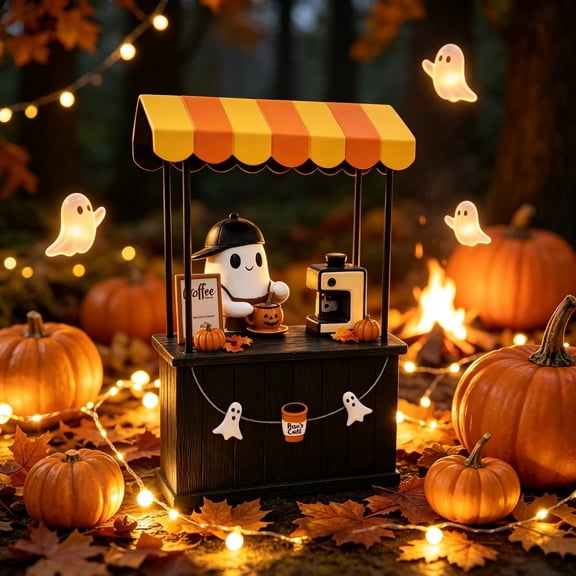 Taylonsss Clearance Ghost Coffee Booth Tabletop Decoration Halloween Figurine Resin Spooky Ghost Stand for Party Home Bar Decoration Festive Ornament