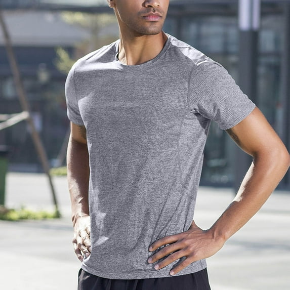 Taylonsss Clearance Men's Summer Solid Color Fitting Sport Train Short Sleeved Round Neck Shirts