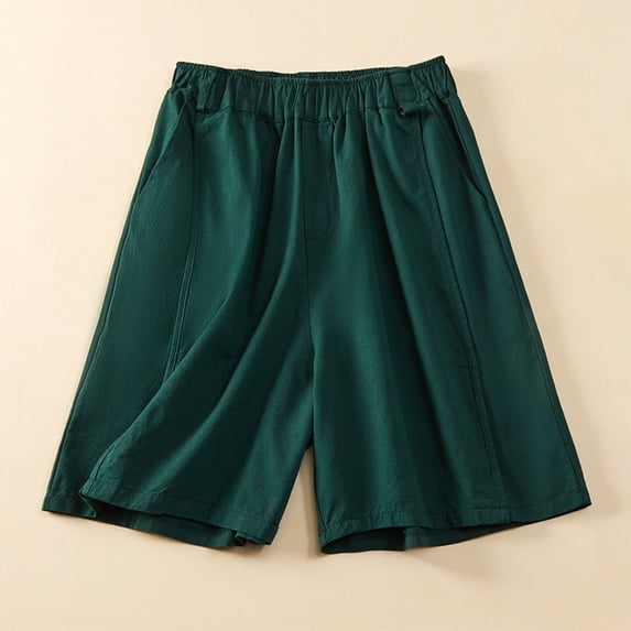 Taylonsss Clearance Women's Casual Solid Color Loose Leg Pants With Elastic Waist And Five Point Shorts